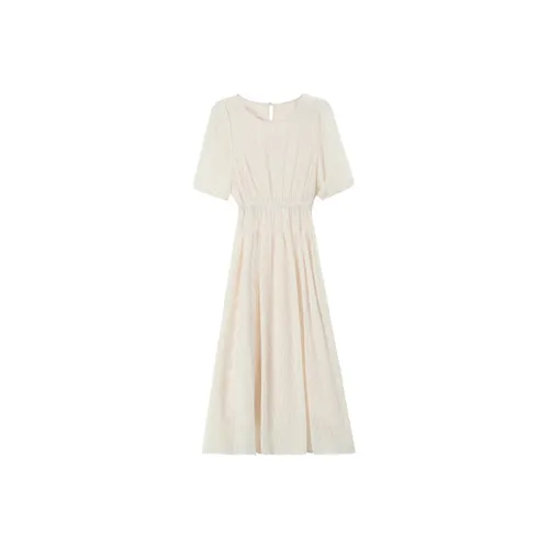 JOSR Короткий рукав Платье Женское Абрикосовое