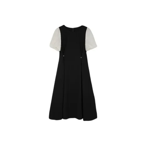 Mo Han Yi Mei Короткий рукав Платье Женское Черное и Белое