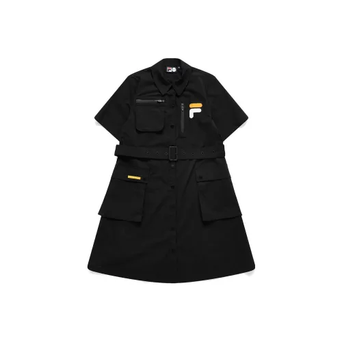FILA FUSION Короткий рукав Платье Женское Темно-черное