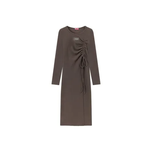 CHUU Серый Женские Длинные Платья с Рукавами