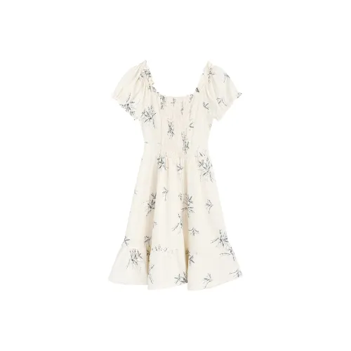 DGMZ Короткий рукав Платье Женское Белое