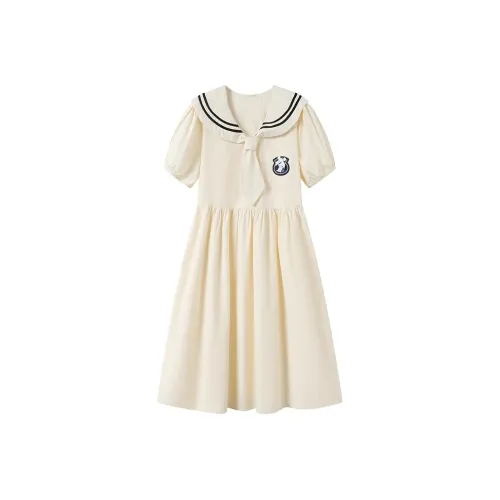 GULIANFEI Короткий рукав Платье Женское Абрикосовое