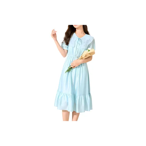 XIANGYING Короткое платье с короткими рукавами женское