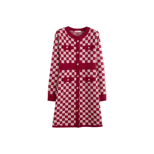 Tonlion Длинное платье с длинными рукавами женский красный цвет