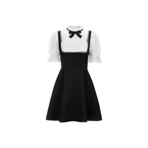 AIVEI Черное Женское Короткое Платье с Рукавами