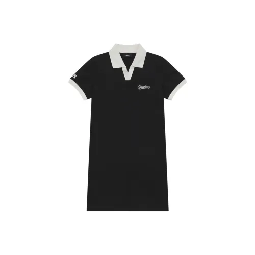 Mlb Base Logo New York Yankees Basic Collection SS25 Короткий рукав Платье Женское Черное