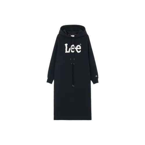 Lee Длинный рукав Платье Женское Черное