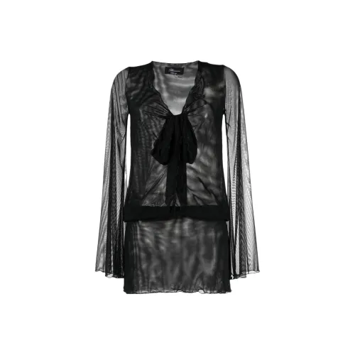 Blumarine Черное Женское Длинное Платье с Рукавами