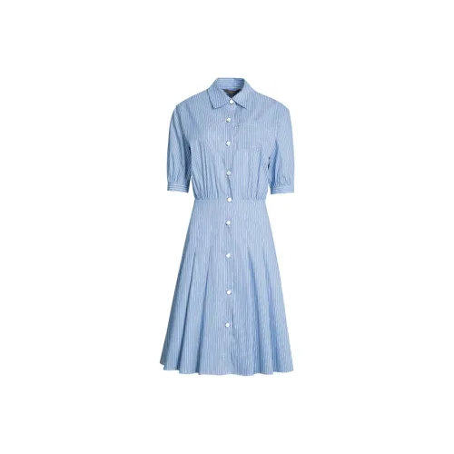 MeetMetro Короткий рукав Платье Женское Синий