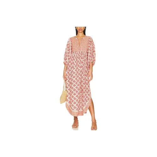 FREE PEOPLE Короткое платье с короткими рукавами женское красное