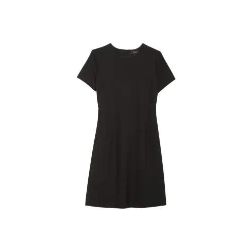 THEORY Короткое платье с короткими рукавами женское черное