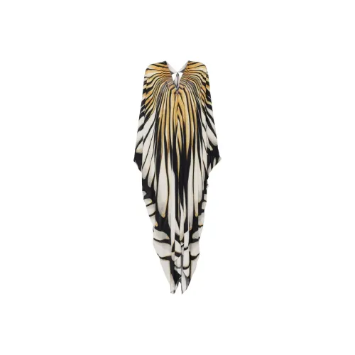 Roberto Cavalli Длинное платье с длинными рукавами женское многоцветное