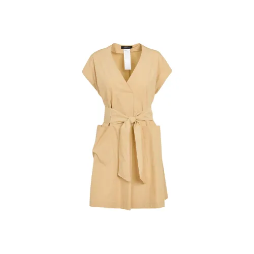 WEEKEND MaxMara Бежевые Женские Короткие Платья с Рукавами