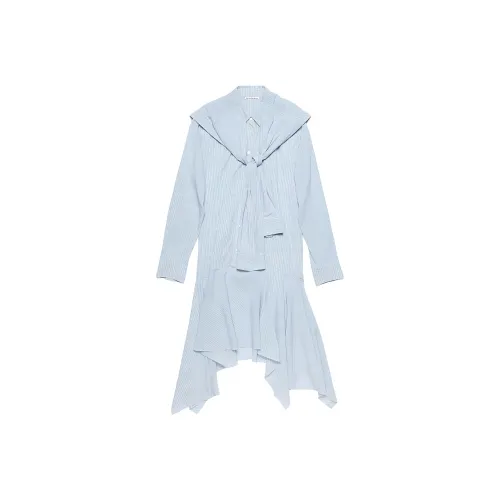 ACNE STUDIOS SS25 Синий / Белый Женские Длинные Платья с Рукавами