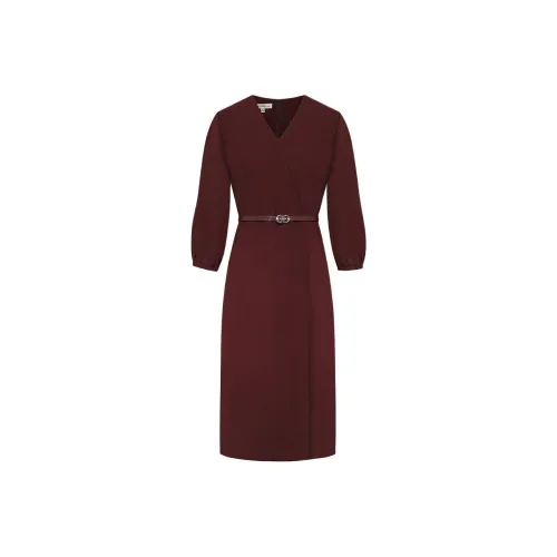 BBLLUUEE Короткий рукав Платье Женское Анкора Красный