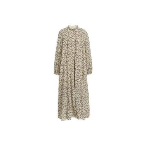 ARKET Бежевый/серебристый Женские Длинные Платья с Рукавами