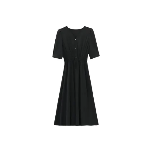 PLANE DRIFT Короткий рукав Платье Женское Черное