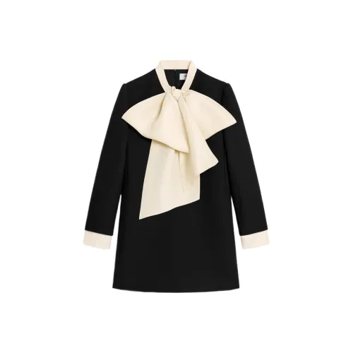 CELINE SS24 Длинное платье с длинными рукавами женское черное