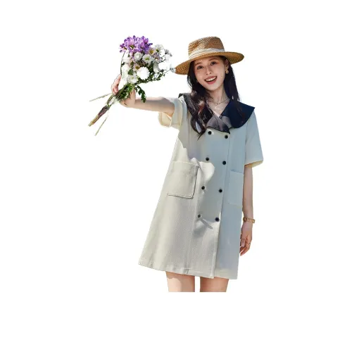 VICTORIA VERA Короткий рукав Платье Женское Бежевый