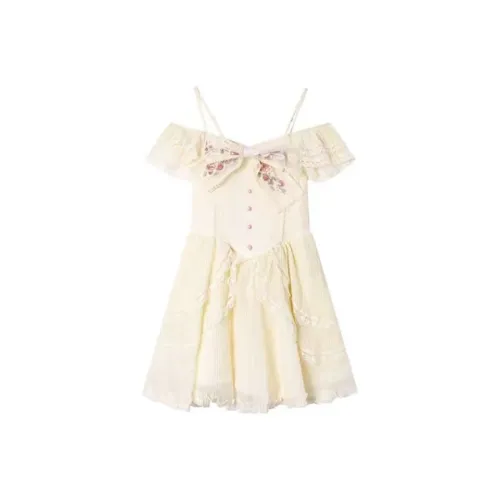 PUREIDOL Короткий рукав Платье Женское Желтое