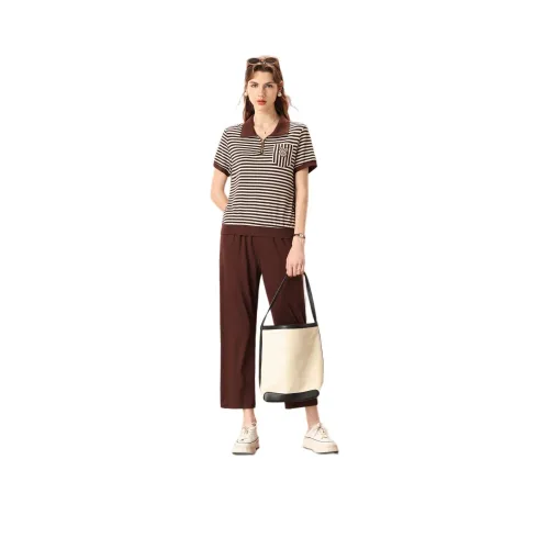 FENHONGMALI Повседневный костюм женский кофейный