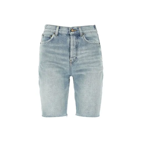 SAINT LAURENT Синие Женские Джинсовые Шорты