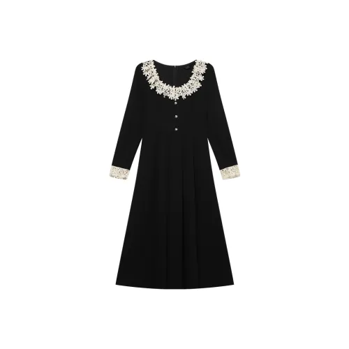 LOUISY AO Длинное платье с длинными рукавами женское черное