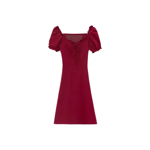 ABBY GODDESS Короткое платье с короткими рукавами женское красное