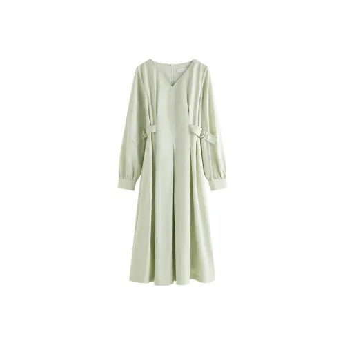 FANSILANEN Длинное платье с длинными рукавами женское зеленое