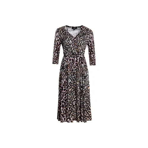 BESIONIA SS22 Длинное платье с длинным рукавом женское черное с точкой