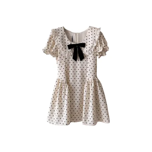 ARIADNAW STUDIO Короткий рукав Платье Женское Абрикосовое