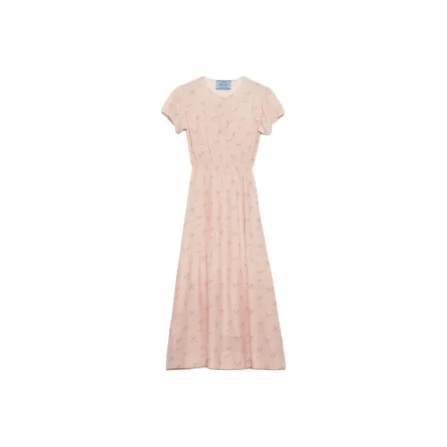 PRADA Короткий рукав Платье Женское Персикового цвета