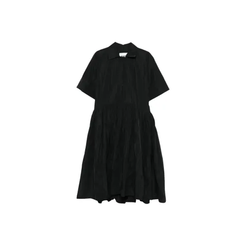 JIL SANDER Черное Женское Короткое Платье с Рукавами