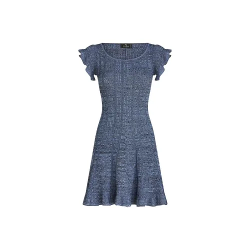 ETRO Blue Женские Короткие Платья с Рукавами