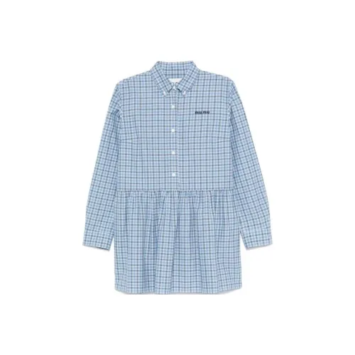 MIU MIU Длинное платье с длинными рукавами женское светло-синее