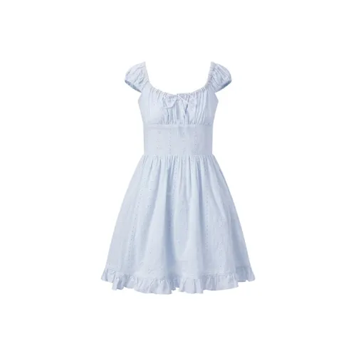 LEDIN Детский синий Женские Короткие Платья с Рукавами