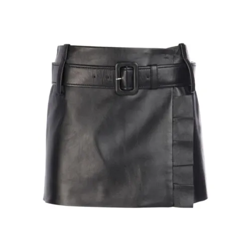 PRADA Кожаные короткие юбки Женские Черный