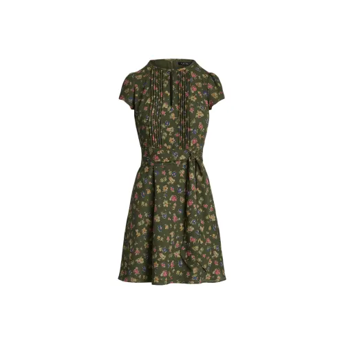 LAUREN RALPH LAUREN Короткий рукав Платье Женское Оливковый Композитный