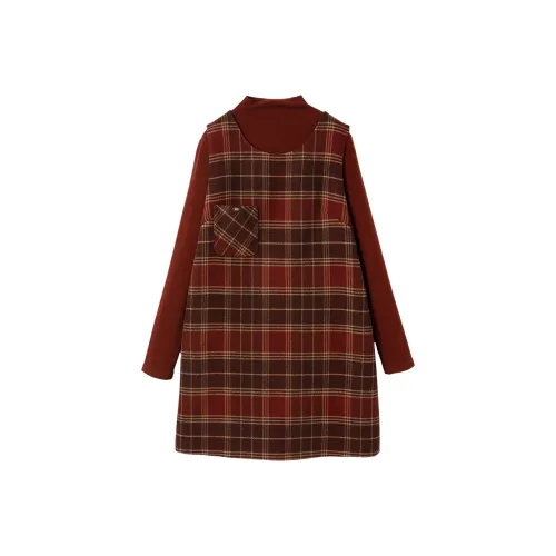 XIANGYING Red Женские Длинные Рукава Платья