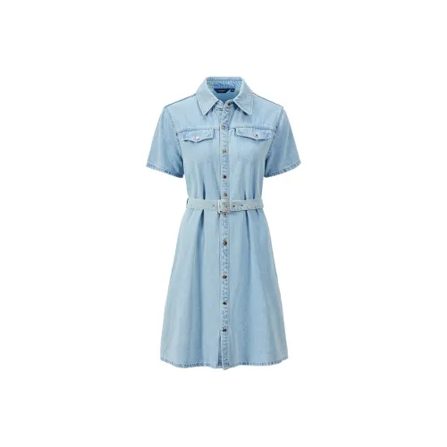 NAVIGARE Короткий рукав Платье Женское Морозный синий