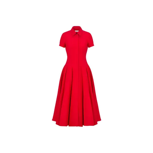 DIOR Red Женские Короткие Платья с Рукавами