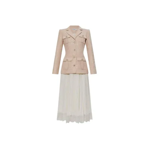 Self Портрет Длинный Sleeved Платье Женское Розовое