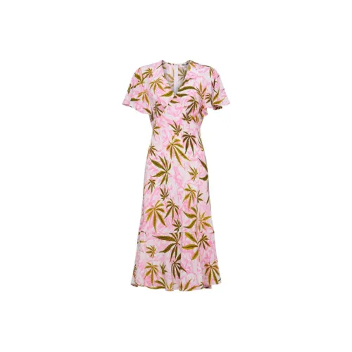 Diane von Furstenberg Розовые Женские Короткие Платья с Короткими Рукавами