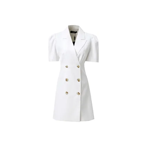 CYANINE SEA Белое Женское Короткое Платье с Рукавами