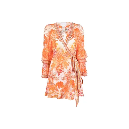 CAMILLA Длинное платье с длинными рукавами женское оранжевое