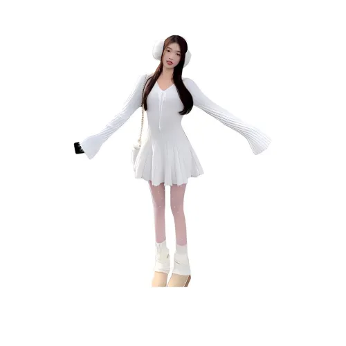 IQC Длинное платье с длинными рукавами женское белое