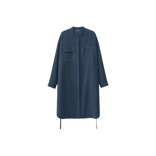 NAUTICA Длинное платье с длинными рукавами женское светлый темно-синий