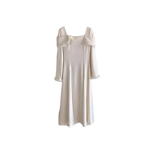 KKX Длинное платье с длинными рукавами женское белое