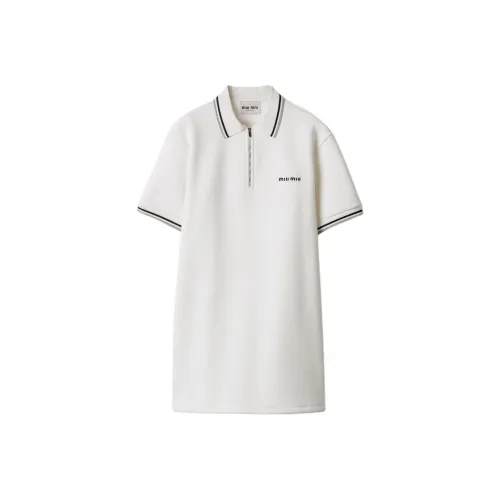 MIU MIU SS25 Короткий рукав Платье Женское Белое