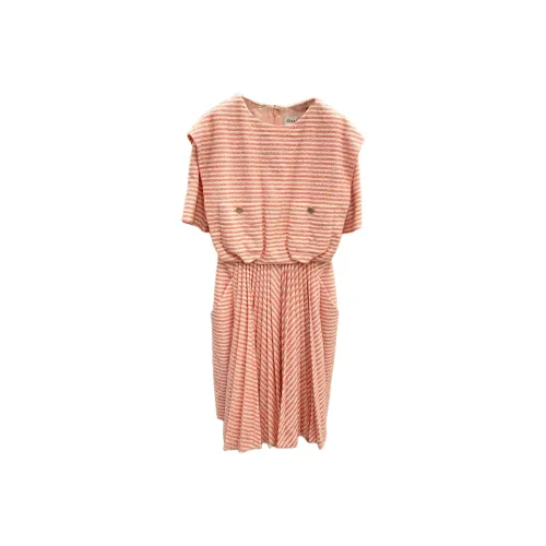 CHANEL Короткий рукав Платье Женское Розовый Белый